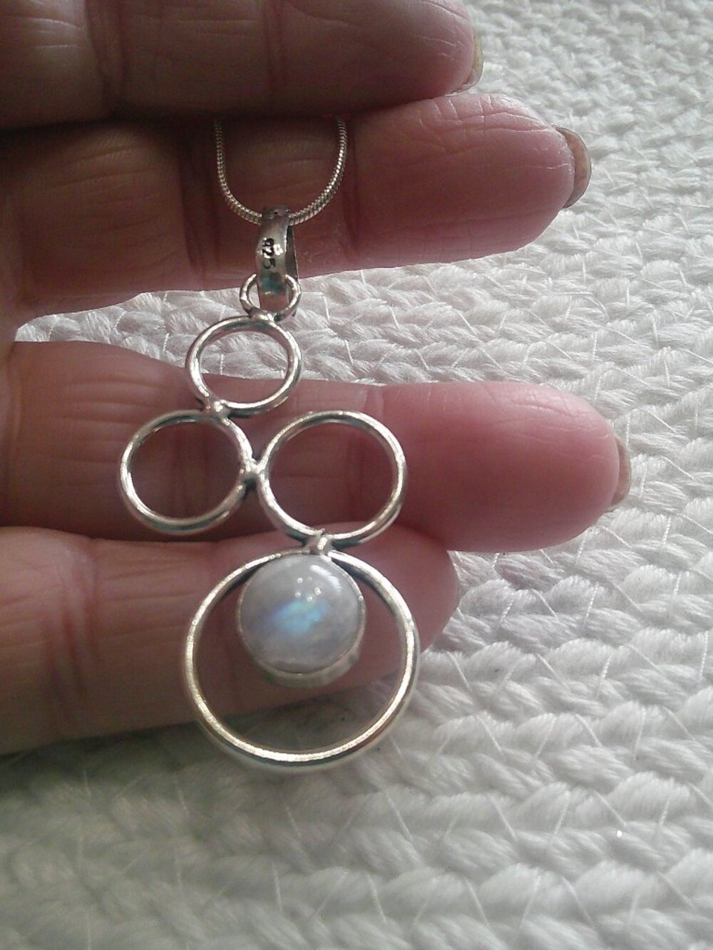 Gorgeous RAINBOW MOONSTONE Handmade Sterling 925 Pendant/Chain #326F